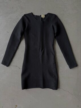 Torn by Ronny Kobo / Ribbed Bodycon Dress / Black